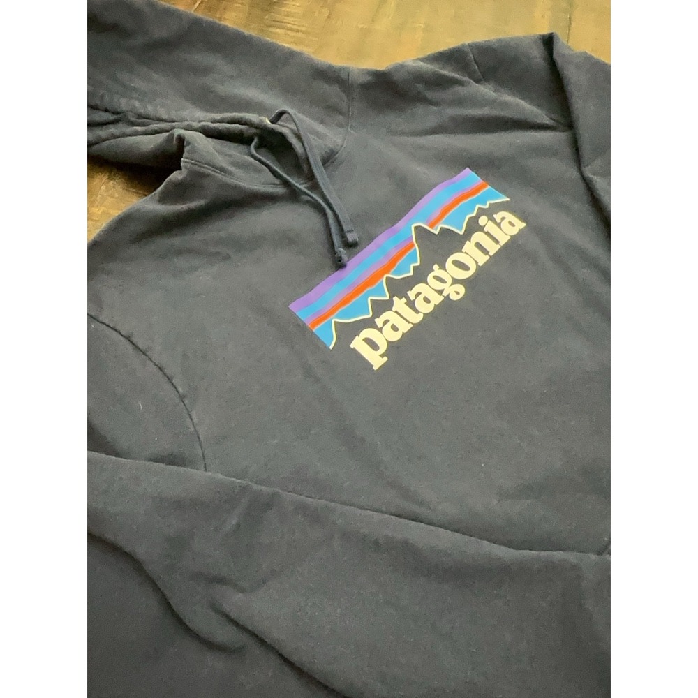 Patagonia Hoodie Mens Large Blue Uprisal P-6 Logo Fleece Pullover 39622